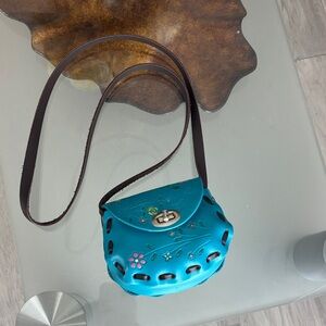 Cow leather Blue Floral Women's Crossbody Bag